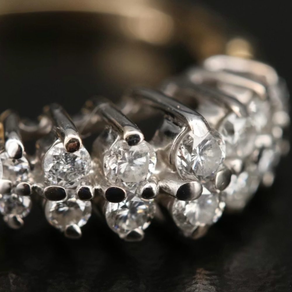 14K Diamond Pyramid Ring with Open Gallery - Picture 2 of 7